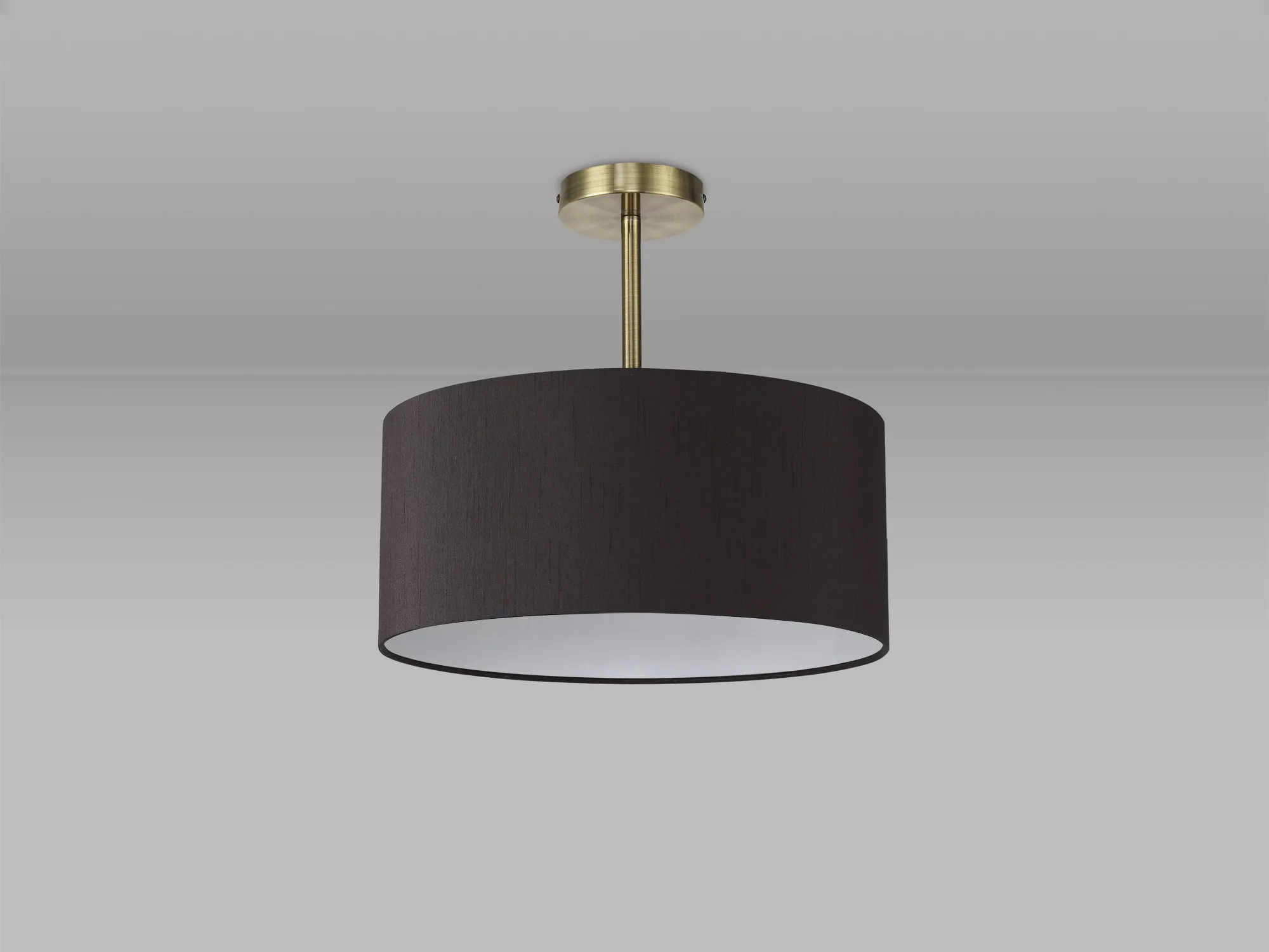 Baymont 40cm Semi Flush 1 Light Antique Brass, Black DK0173  Deco Baymont